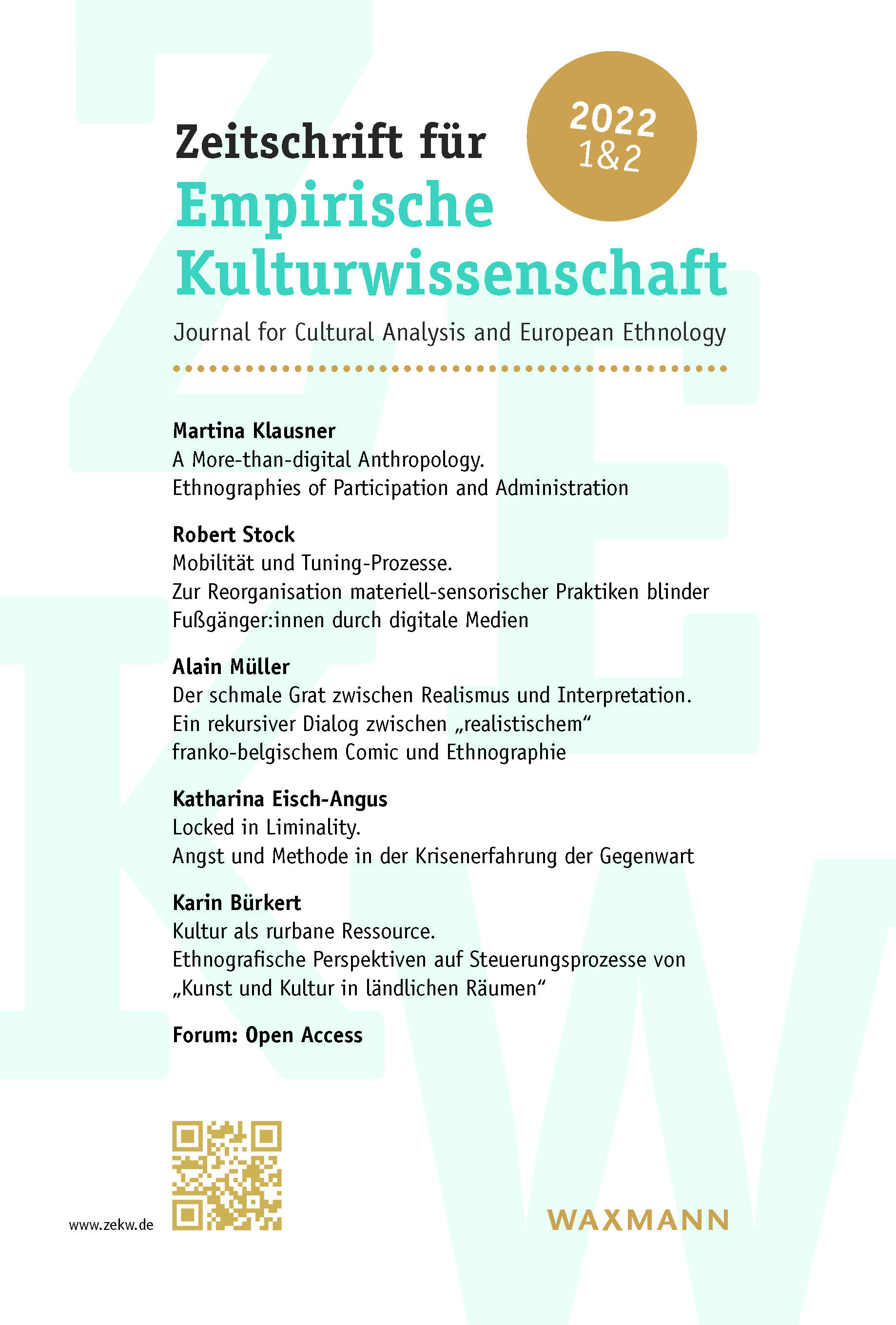 Das Cover der Zeitschrift für Empirische Kulturwissenschaft, Ausgabe 2022, Heft 1 und 2